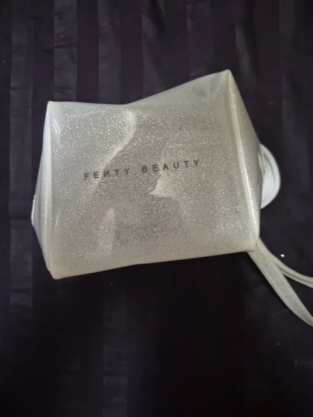 Fenty Beauty Glitter Cosmetic Pouch in Shimmer Silver